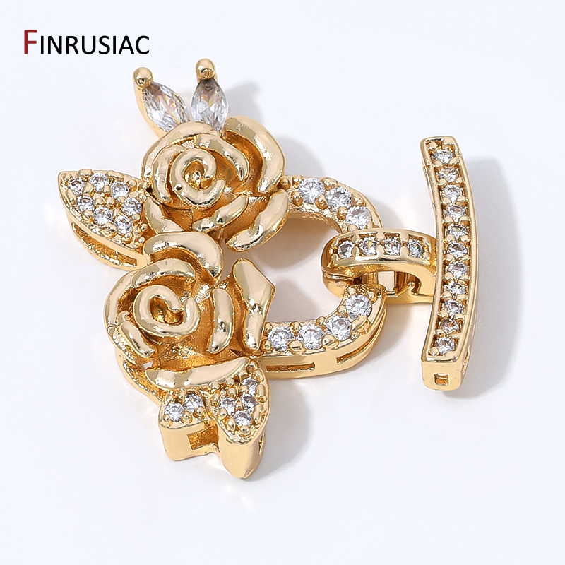 Jewelry Making Articles - 14K Gold Plated Brass Zircon Flower