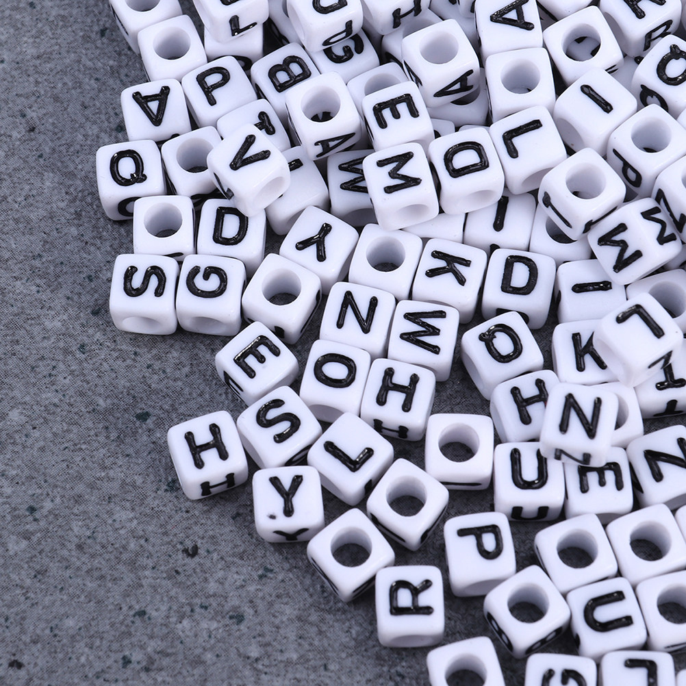Jewelry Making Game - 1200Pcs 6Mm Square Acrylic Letter Beads
