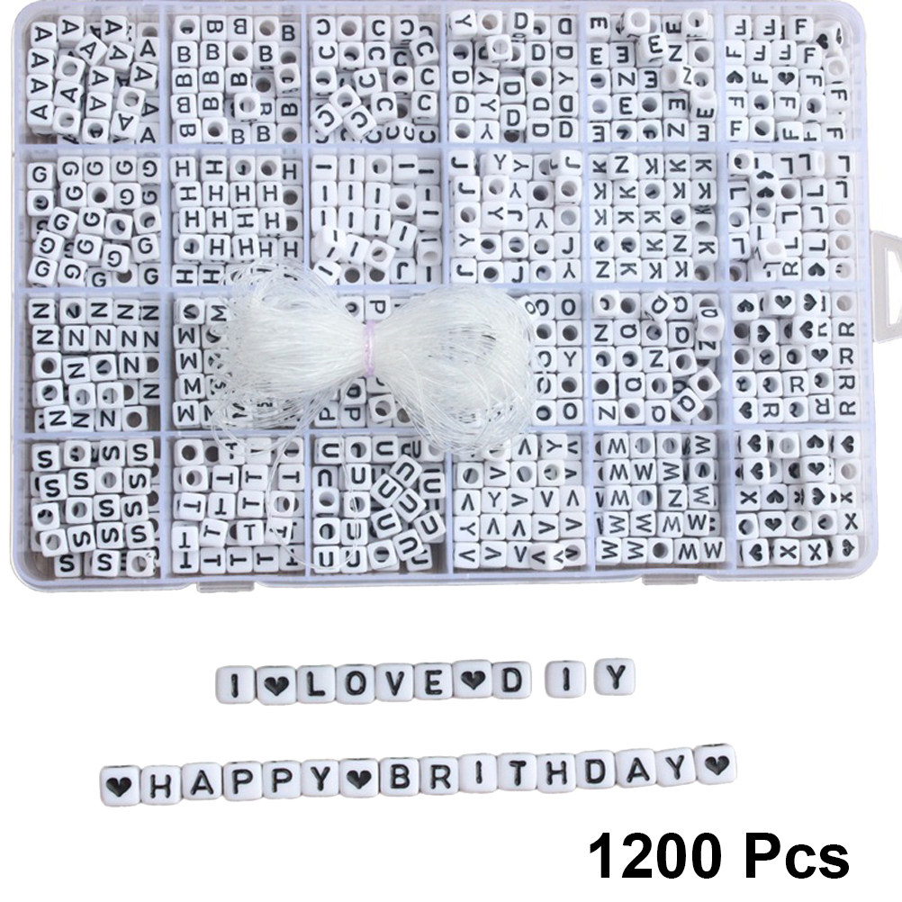 Jewelry Making Game - 1200pcs Alphabet Beads Set 6Mm Square