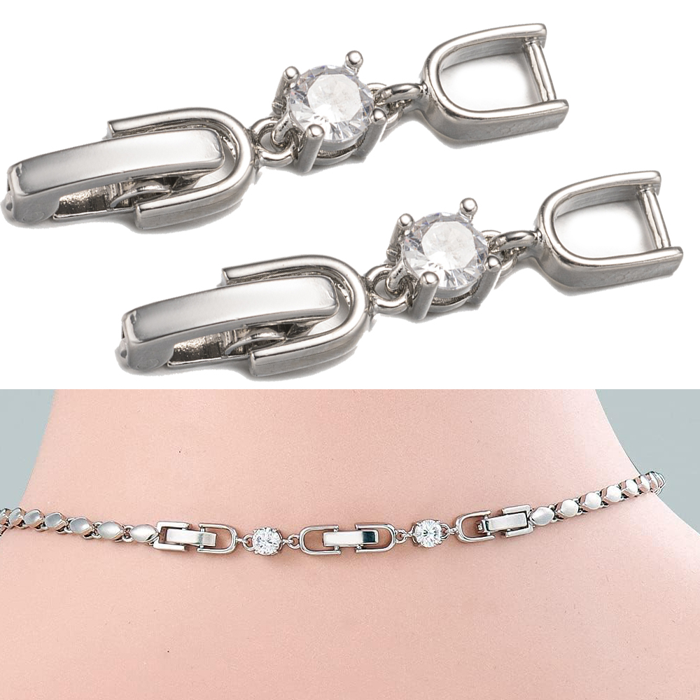 Jewelry Making Set - 5pcs White Gold Plated Crystal Rhinestone