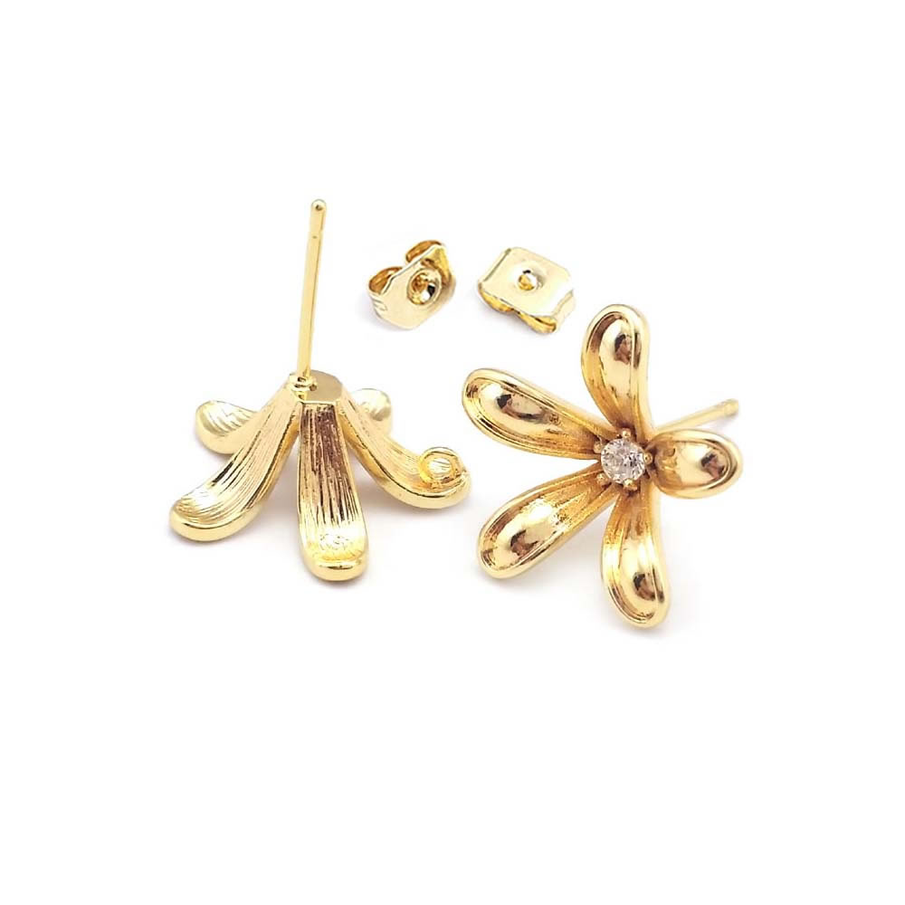 18K Gold Color Brass Flower St - Jewelry Making Earrings recension och pris