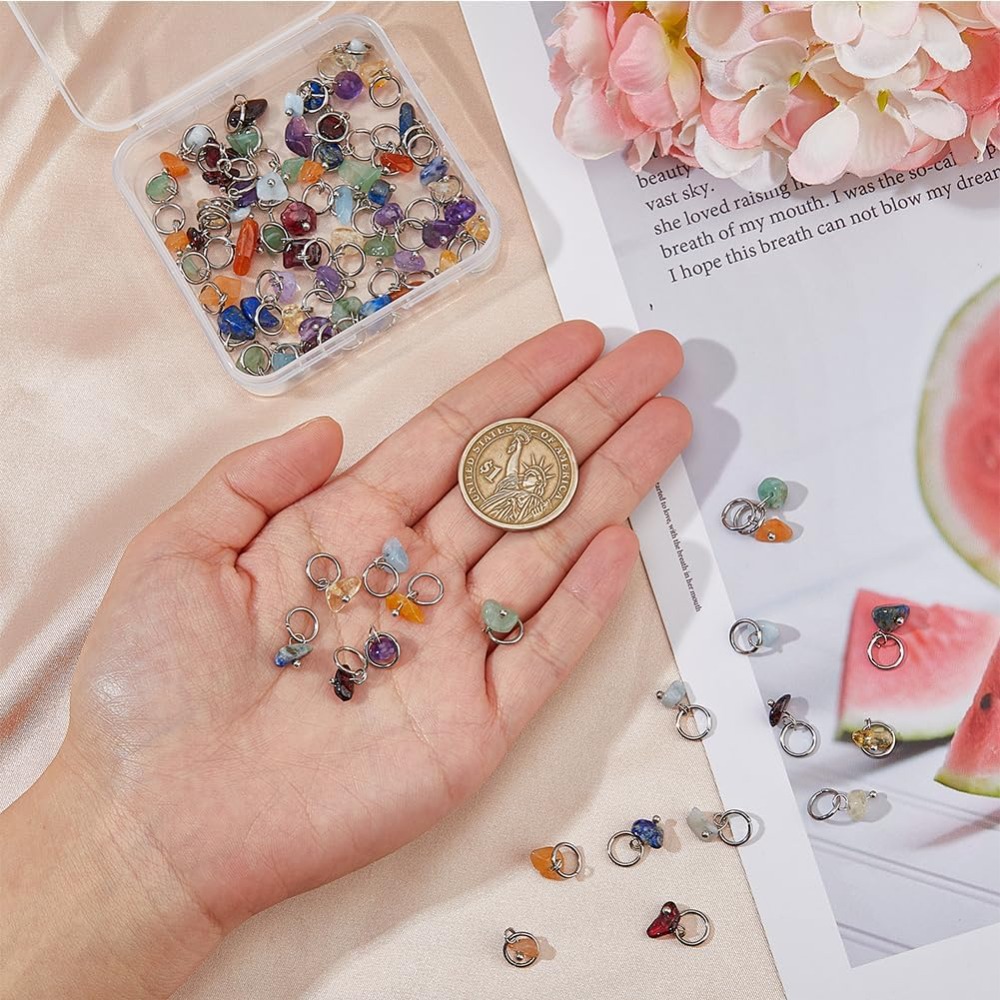 84Pcs 7 Colors Stone Pendants  - Jump Ring Assorted recension och pris